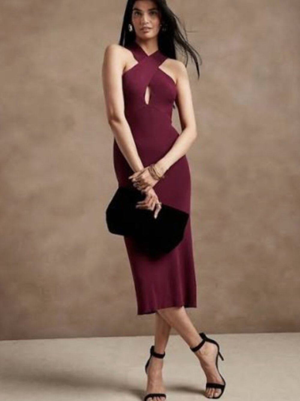 NWT Banana Republic Volta Halter Sweater Dress Burgundy